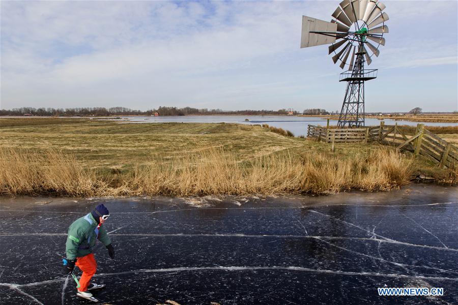 THE NETHERLANDS-FRISLAND-NATURAL ICE-SKATING