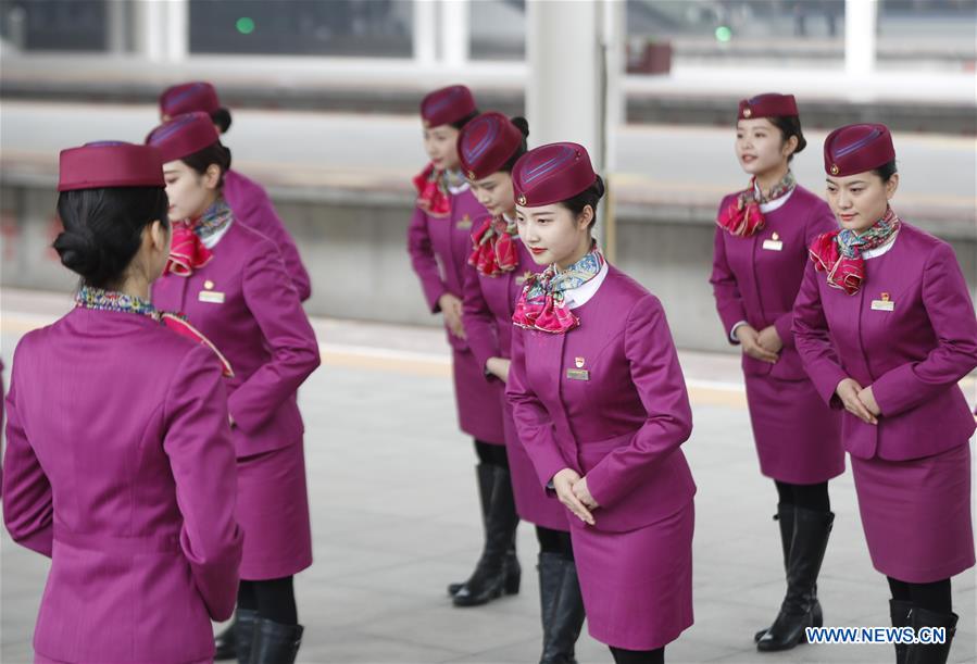 CHINA-CHONGQING-SPRING FESTIVAL TRAVEL RUSH-TRAINING-STEWARDESS (CN)